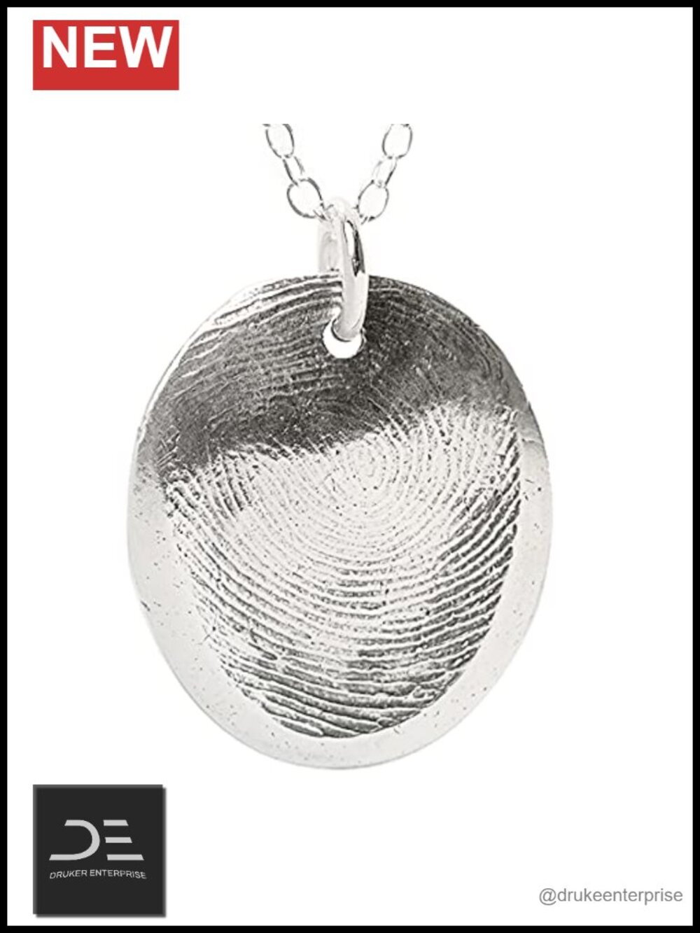 Custom Silver Fingerprint Pendant Kit 18 inch Necklace